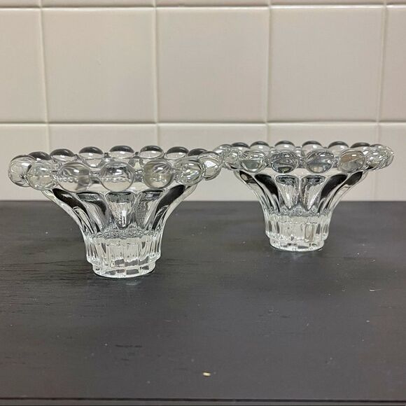 Vintage Anchor Hocking Clear Glass Berwick- Boopie Candlestick Set - Picture 10 of 15